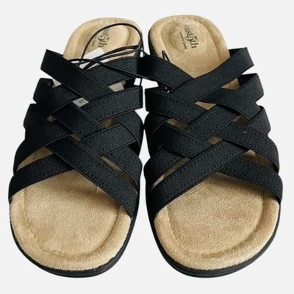 East 5th Irene Women's Black Strappy Memory Foam Slide Sandal Size 9.5 M NIB - Picture 4 of 8
